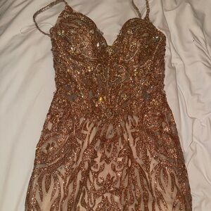 Morilee 48034 nude/gold prom dress